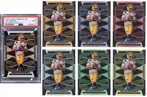 2020 Panini Chronicles Draft Picks Obsidian Complete Joe Burrow Rookie Card Rainbow (7 Cards) Featuring PSA MINT 9 (#1/1) Example